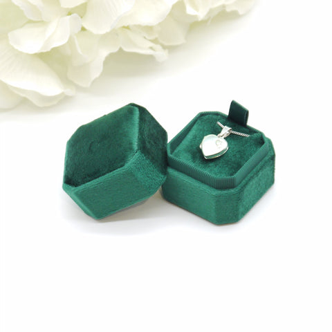 Green Square Octagon Velvet Pendant Box