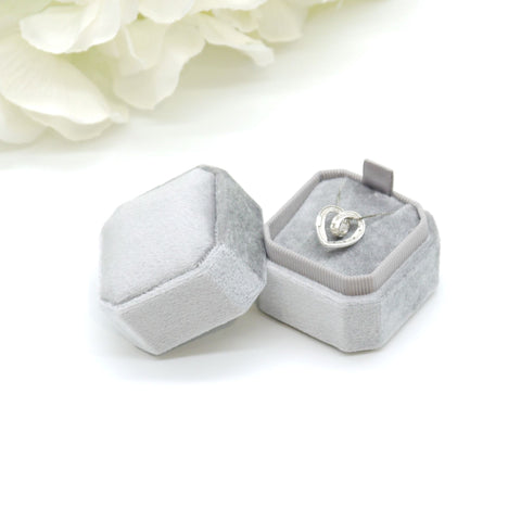 Grey (Light Banding) Square Octagon Velvet Pendant Box