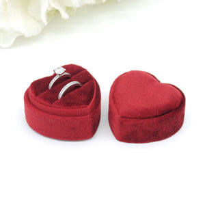 Double Heart Velvet Ring Box