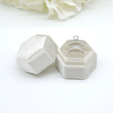 Double Hexagon Velvet Ring Box