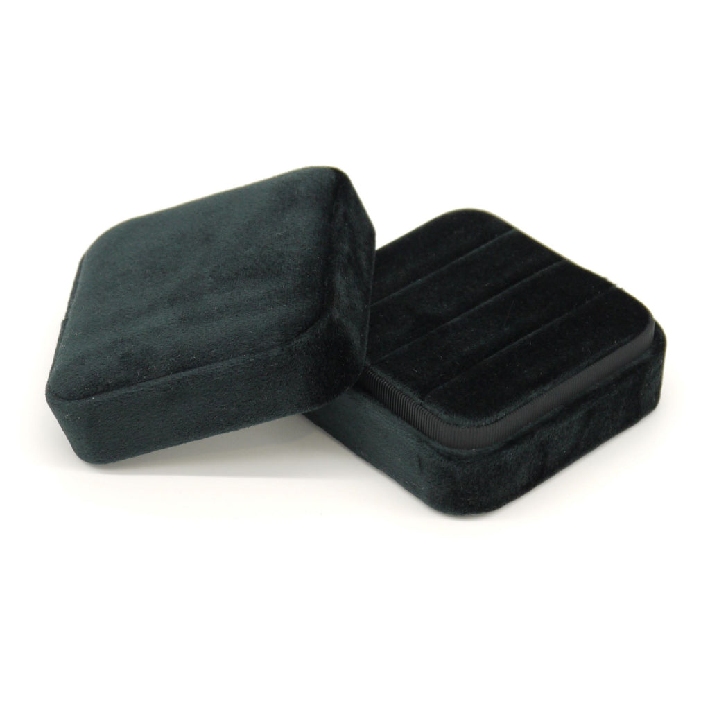 Black velvet earring box with brass rim  7960B  JPB Jewelry Box