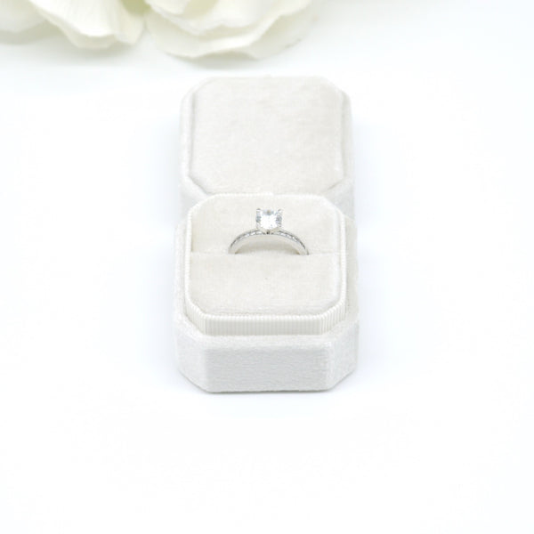Champagne Square Octagon Single Velvet Ring Box