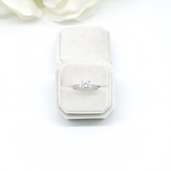 Champagne Square Octagon Single Velvet Ring Box