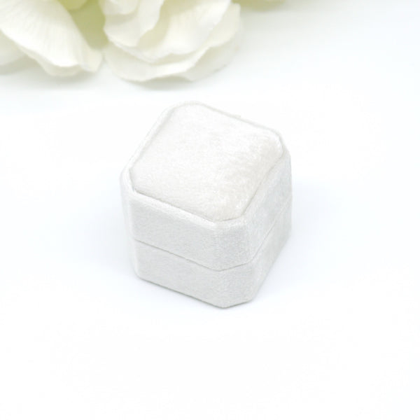 Champagne Square Octagon Single Velvet Ring Box
