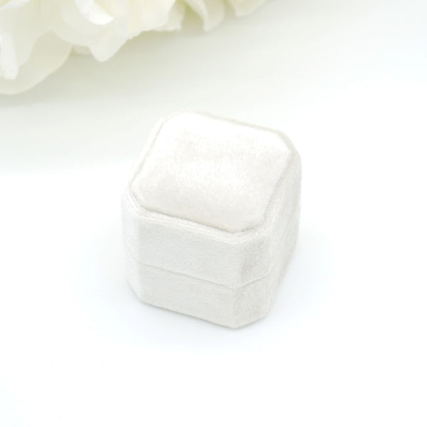 Champagne Square Octagon Double Velvet Ring Box