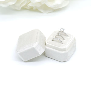 Champagne Square Octagon Triple Velvet Ring Box