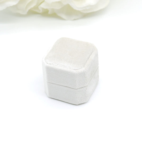 Champagne Square Octagon Triple Velvet Ring Box