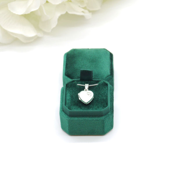 Green Square Octagon Velvet Pendant Box