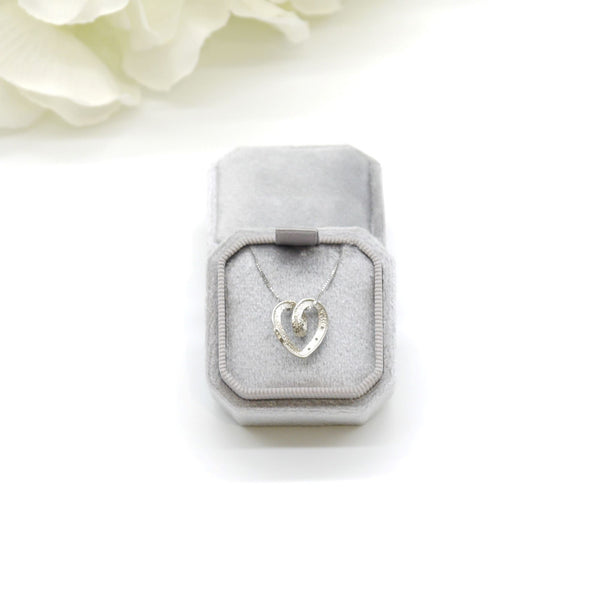 Grey (Light Banding) Square Octagon Velvet Pendant Box