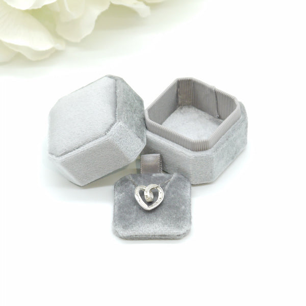Grey (Light Banding) Square Octagon Velvet Pendant Box