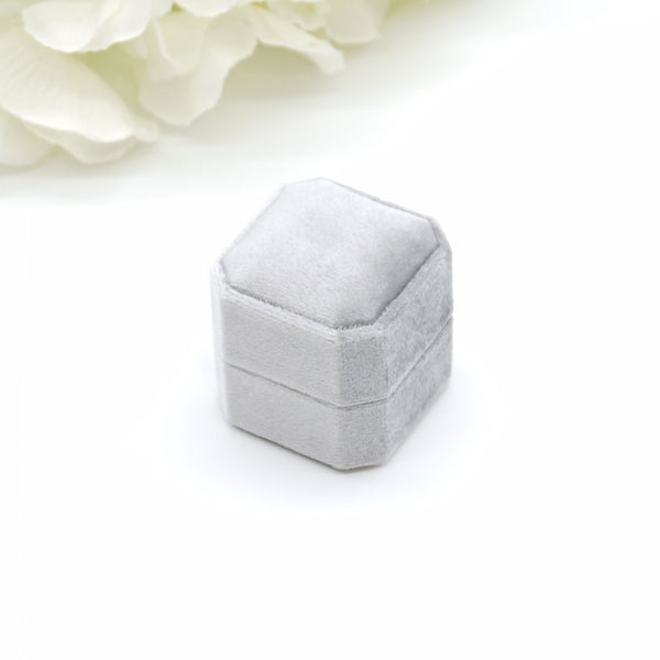 Grey (Light Banding) Square Octagon Velvet Pendant Box
