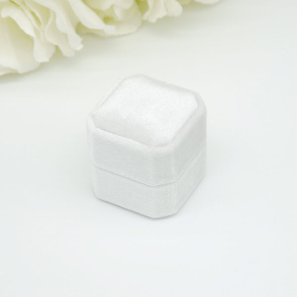Ivory Square Octagon Double Velvet Ring Box