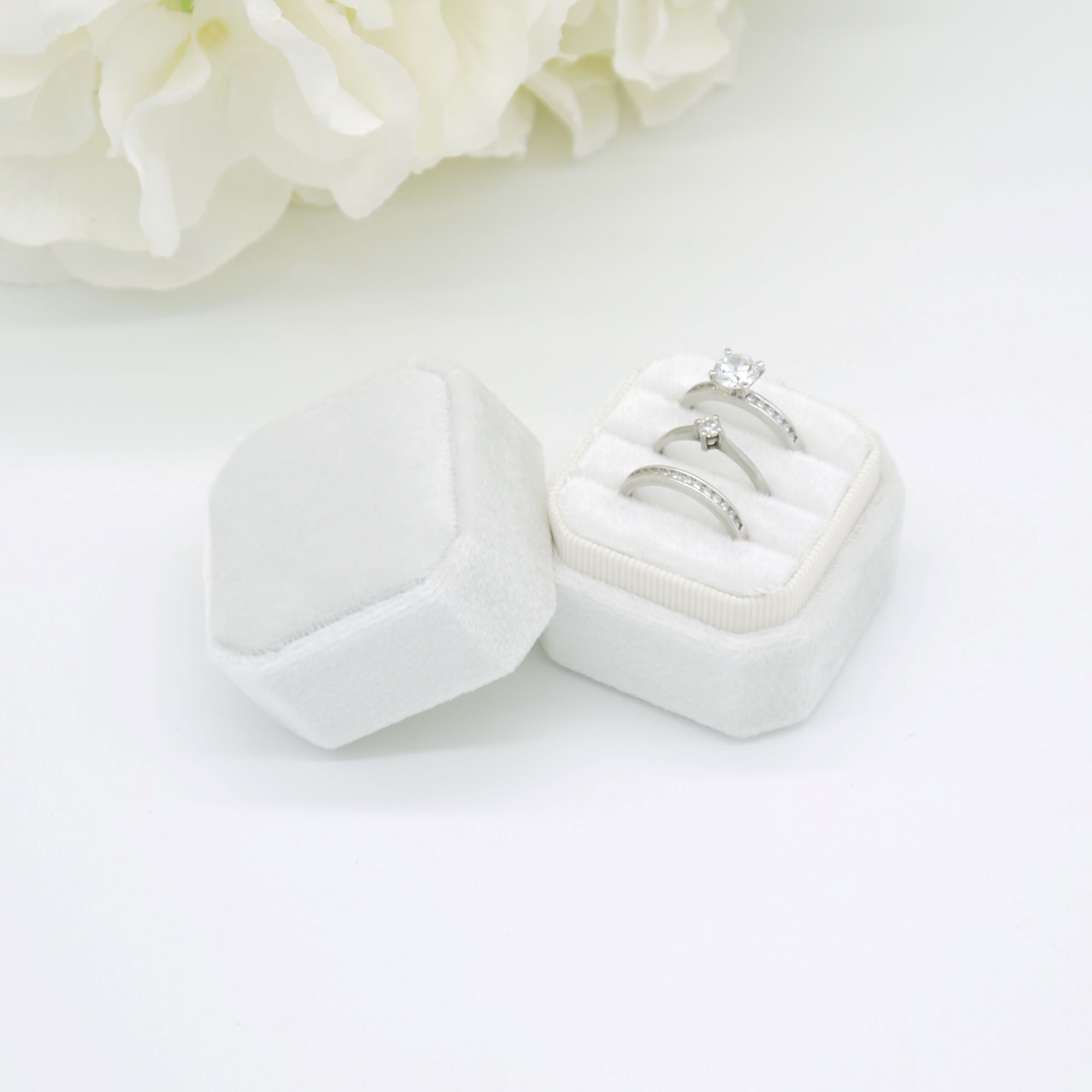 White velvet clearance ring box