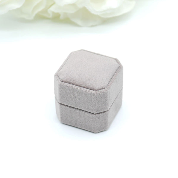 Lavender Square Octagon Triple Velvet Ring Box