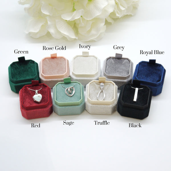 Grey (Light Banding) Square Octagon Velvet Pendant Box