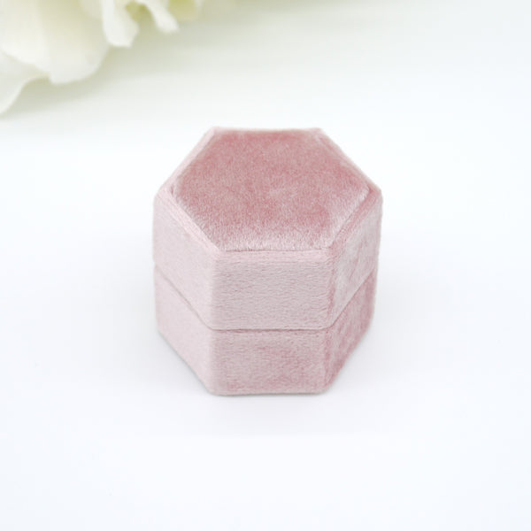 Pink (Sparkling) Hexagon Single Velvet Ring Box