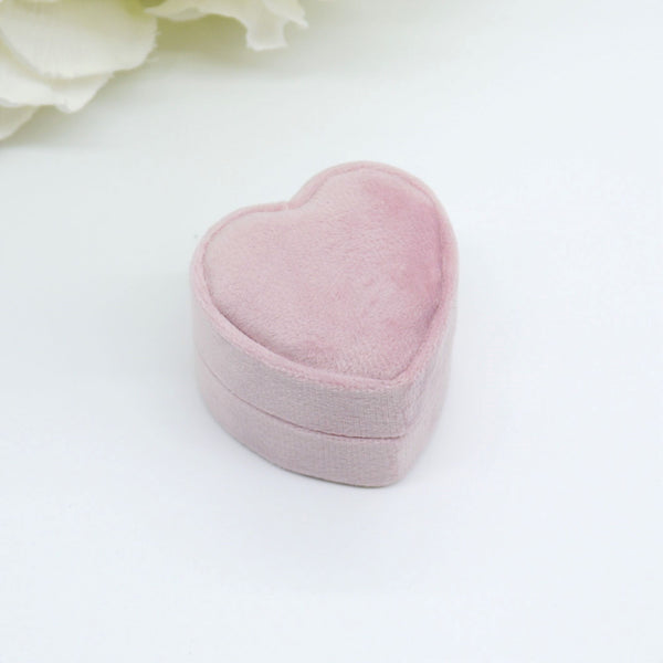 Pink (Matt) Heart Single Velvet Ring Box
