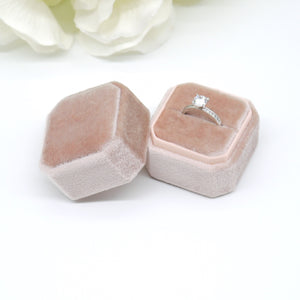 Rose Gold Square Octagon Single Velvet Ring Box