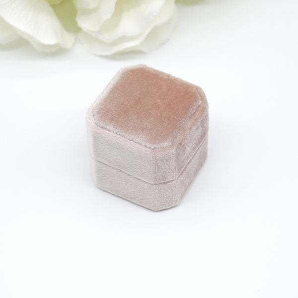 Rose Gold Square Octagon Single Velvet Ring Box