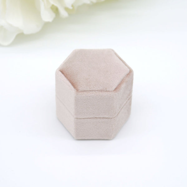 Rose Gold Hexagon Single Velvet Ring Box