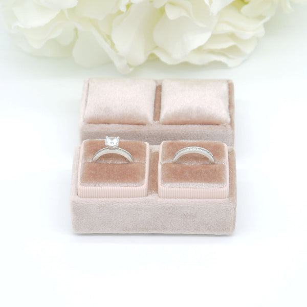 Rose Gold 'His & Hers' Double Velvet Ring Box