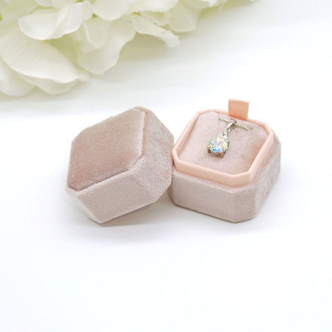 Rose Gold Square Octagon Velvet Pendant Box
