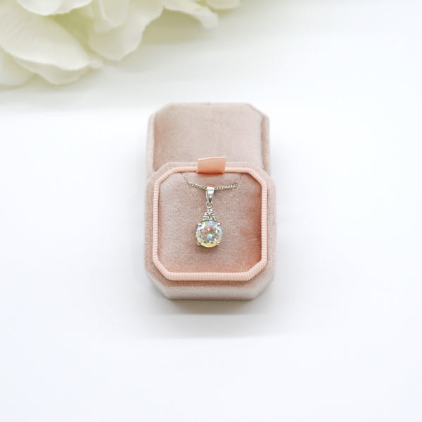 Rose Gold Square Octagon Velvet Pendant Box