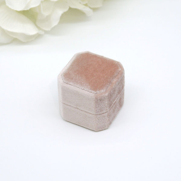 Rose Gold Square Octagon Velvet Pendant Box