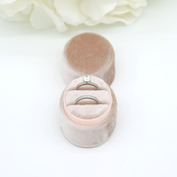 Rose Gold Oval Double Velvet Ring Box