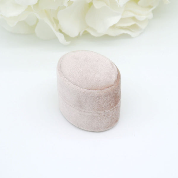 Rose Gold Oval Double Velvet Ring Box