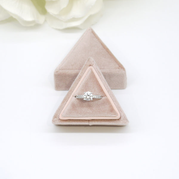 Rose Gold Triangle Single Velvet Ring Box