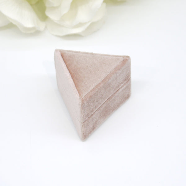 Rose Gold Triangle Single Velvet Ring Box