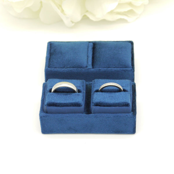 Royal Blue 'His & Hers' Double Velvet Ring Box