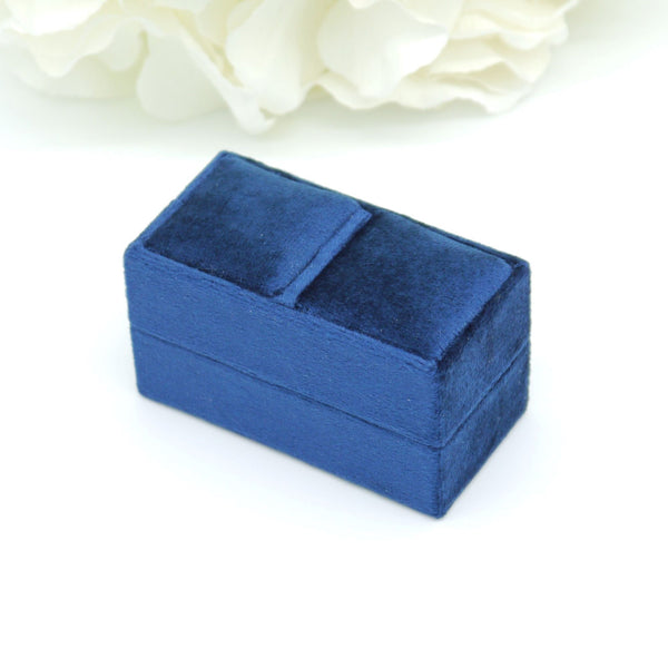 Royal Blue 'His & Hers' Double Velvet Ring Box
