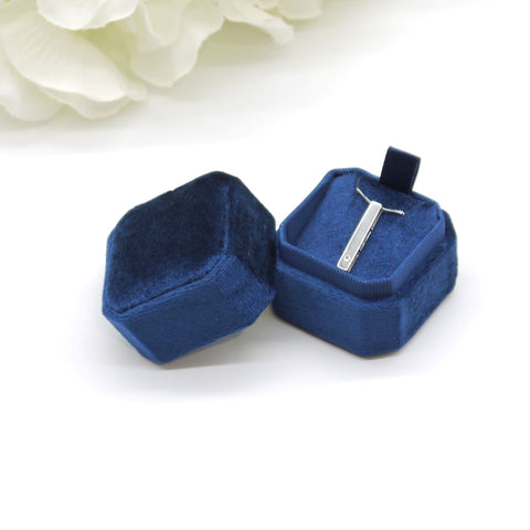 Royal Blue Square Octagon Velvet Pendant Box