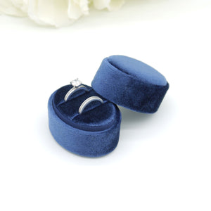 Royal Blue Oval Double Velvet Ring Box