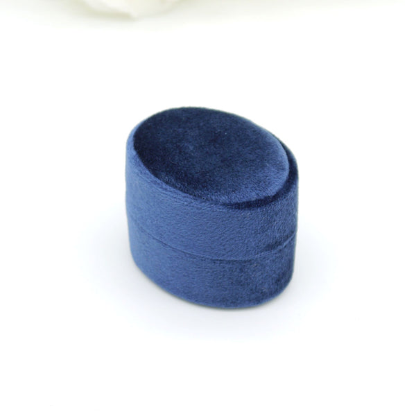 Royal Blue Oval Double Velvet Ring Box