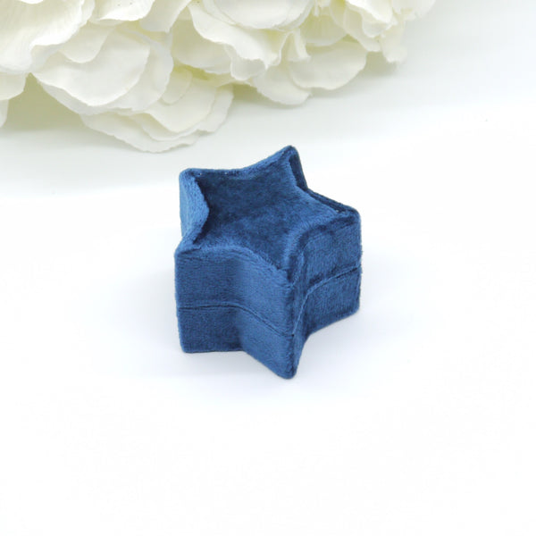 Royal Blue Star Single Velvet Ring Box