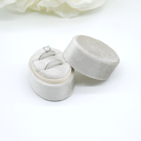 Truffle Oval Double Velvet Ring Box