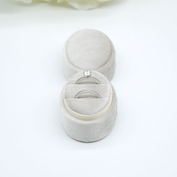 Truffle Oval Double Velvet Ring Box