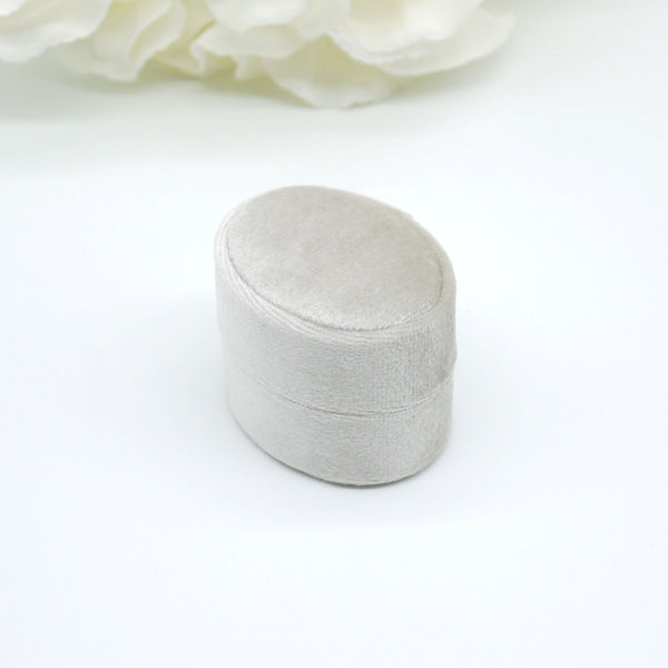Truffle Oval Double Velvet Ring Box
