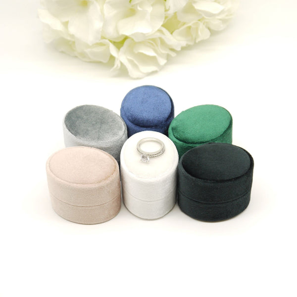 Truffle Oval Double Velvet Ring Box
