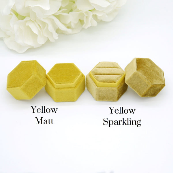 Yellow (Matt) Hexagon Single Velvet Ring Box