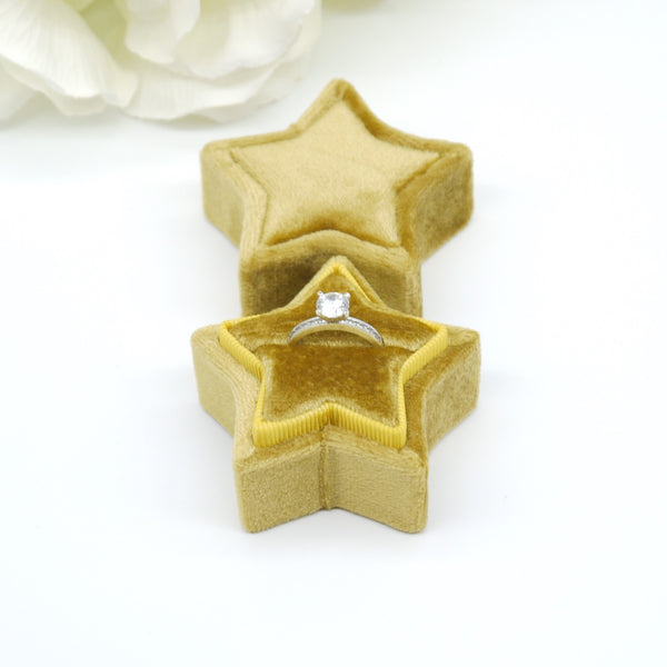 Yellow (Sparkling) Star Single Velvet Ring Box